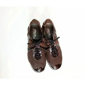 Helle Comfort Womens Oxfords Shoes Brown Leather Lace Up Flat Snake 38